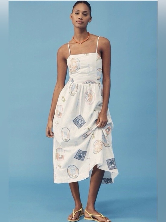 Anthropologie Dresses & Skirts - Anthropologie x Damson Madder White Midi Sundress with Spaghetti Straps